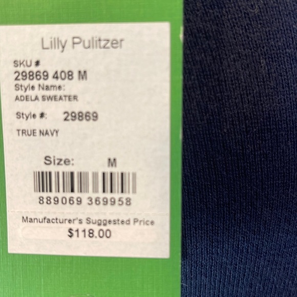 Lilly Pulitzer Adela Sweater 
True Navy 
Medium 
New With Tag - Picture 6 of 6